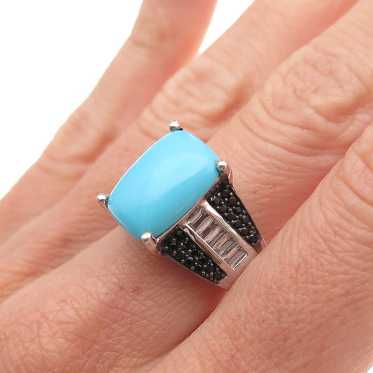 Chuck Clemency 925 Sterling Silver Real Turquoise Spinel & Topaz Ring Size 8.25