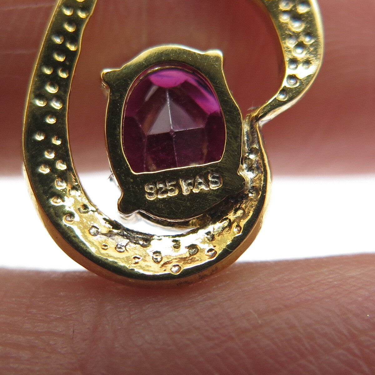 925 Sterling Silver Gold Plated Real Diamond Accent & Tourmaline Twisted Pendant