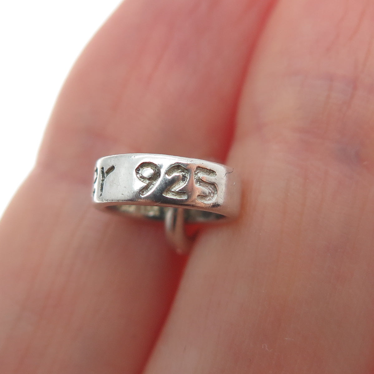925 Sterling Silver Round-Cut C Z Peace Symbol Charm Pendant