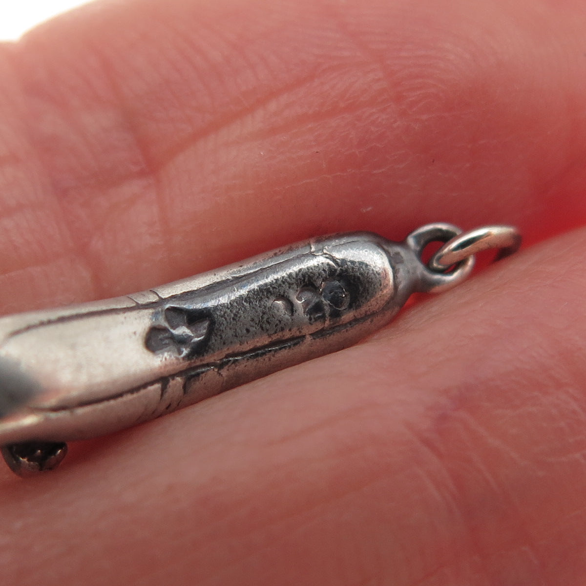 Sunwest Sterling Silver Vintage Ballerina Shoe Oxidized 3D Mini Charm Pendant