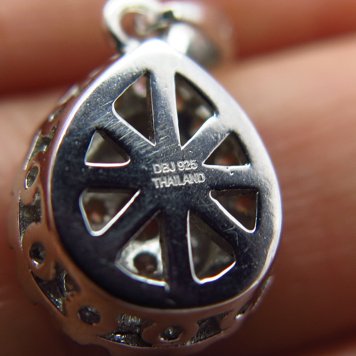 925 Sterling Silver C Z Teardrop Charm Pendant