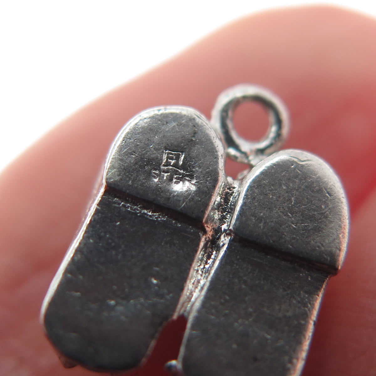 925 Sterling Silver Vintage Real Turquoise Baby Shoes Minimalist Charm Pendant