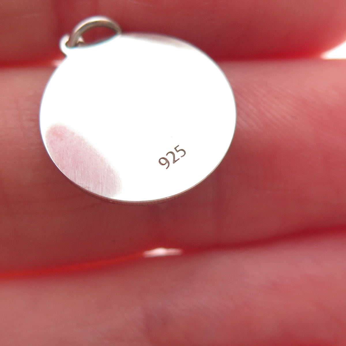 925 Sterling Silver Blue Enamel Moon Face Round Tag Mini Charm Pendant