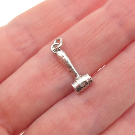 925 Sterling Silver Antique Art Deco Gavel 3D Mini Charm Pendant