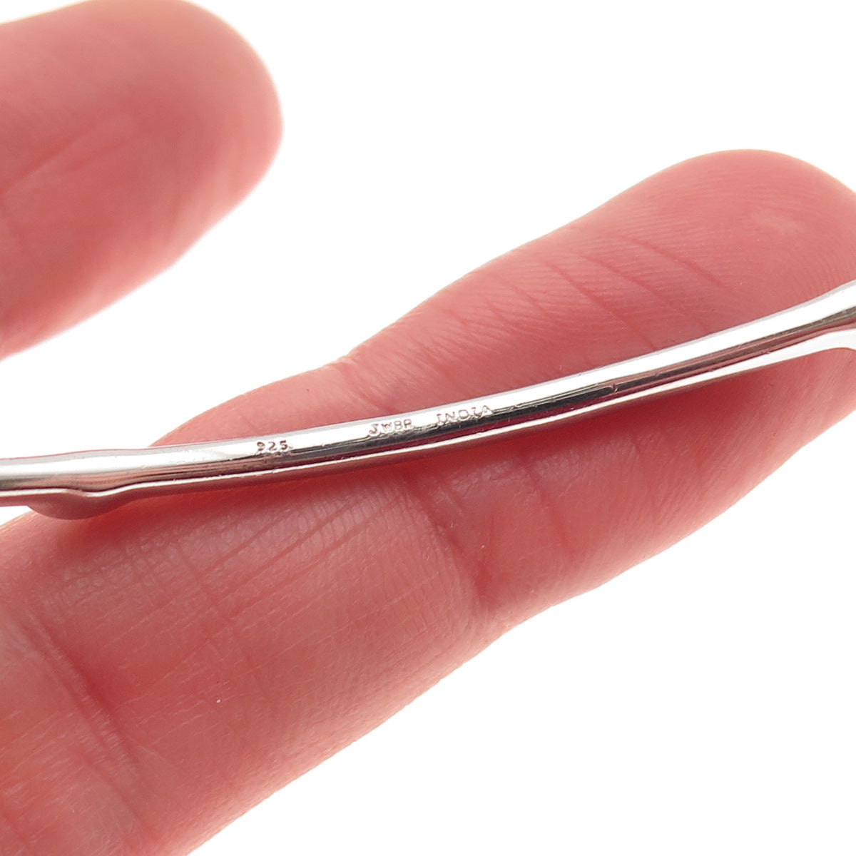 Jane Seymour 925 Sterling Silver Real Diamond Stackable Bangle Bracelet 8.25"