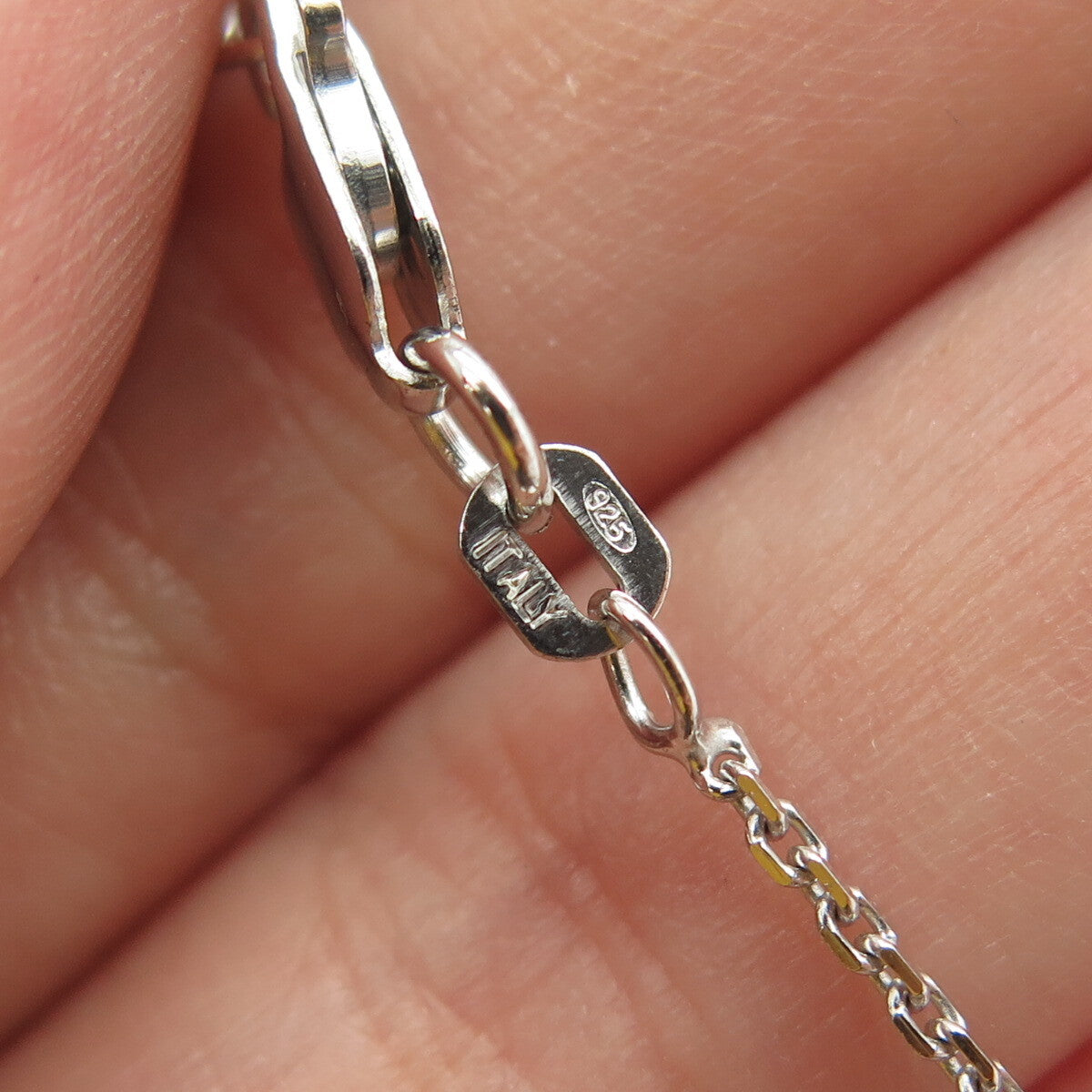 925 Sterling Silver White & Pink C Z Drop Cable Chain Necklace 16"