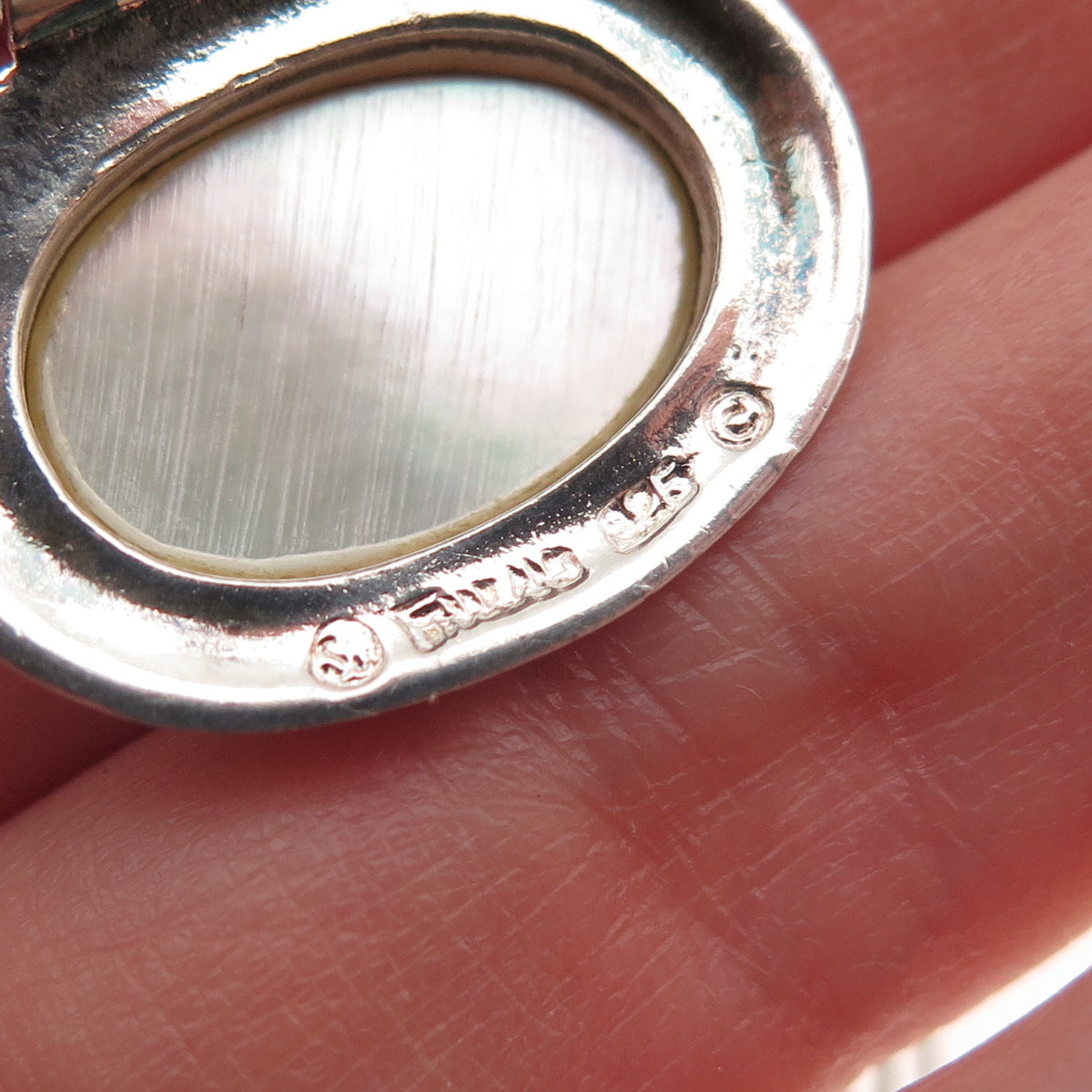 925 Sterling Silver Vintage Real MOP Modernist Slide Charm Pendant