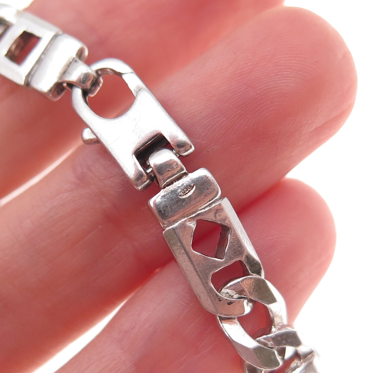 925 Sterling Silver Italy Anchor Mariner Link Bracelet 8"