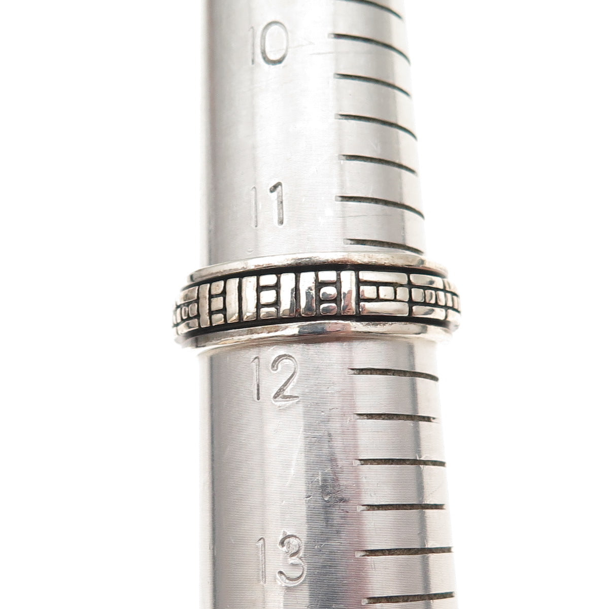 925 Sterling Silver Vintage Geometric Oxidized Rotating Band Ring Size 11.75