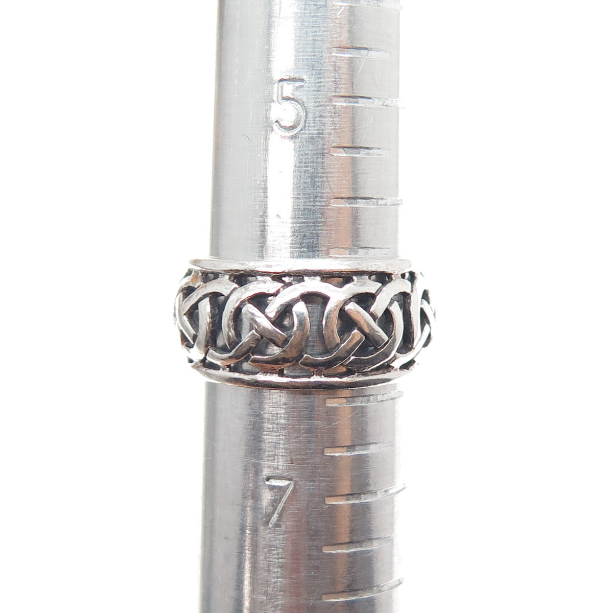 925 Sterling Silver Vintage Celtic Knot Oxidized Band Ring Size 6.5