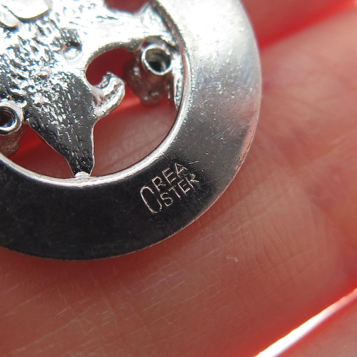 CREA 925 Sterling Silver Vintage Rhinestone Nassau Minimalist Charm Pendant