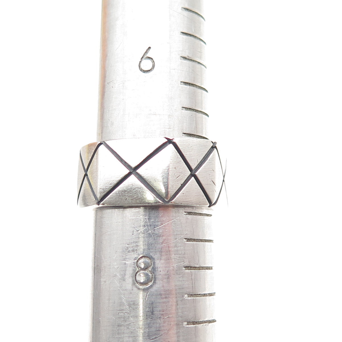 925 Sterling Silver Vintage Mexico X-Shape Geometric Band Ring Size 7.5