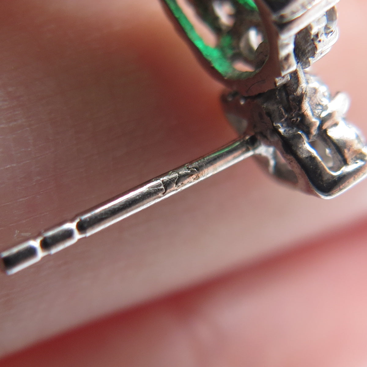 925 Sterling Silver Oval-Cut Green & Round-Cut White C Z Dangle Earrings