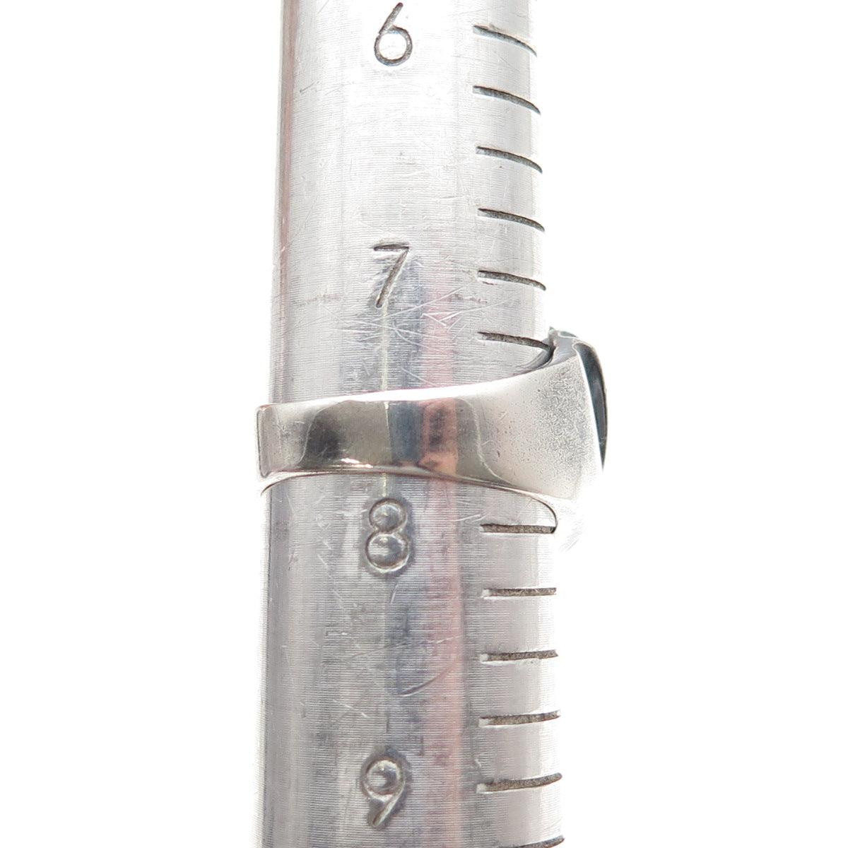 925 Sterling Silver Vintage Modernist Ribbed Oxidized Ring Size 7.75