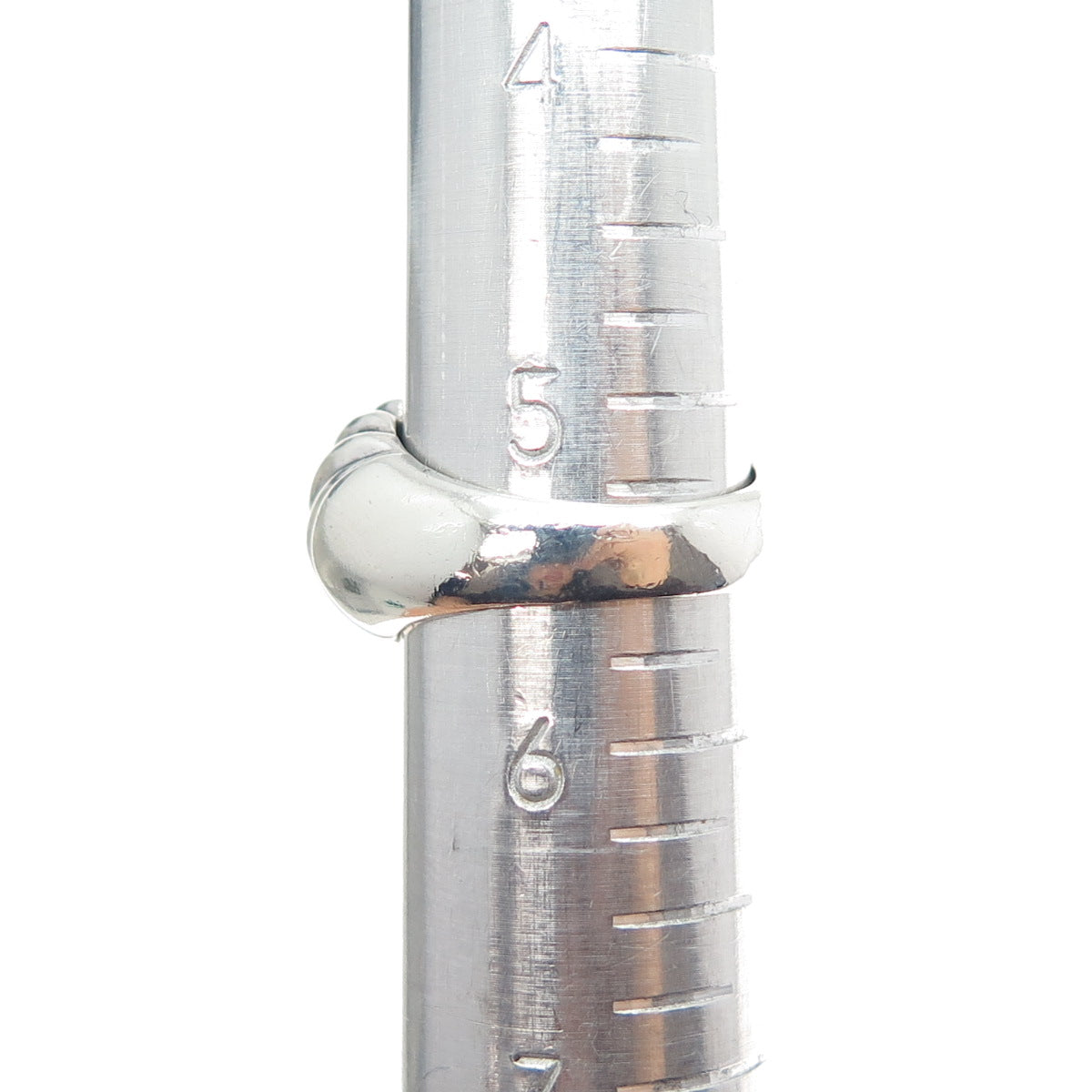 925 Sterling Silver Vintage Modernist Ribbed Dome Ring Size 5.5