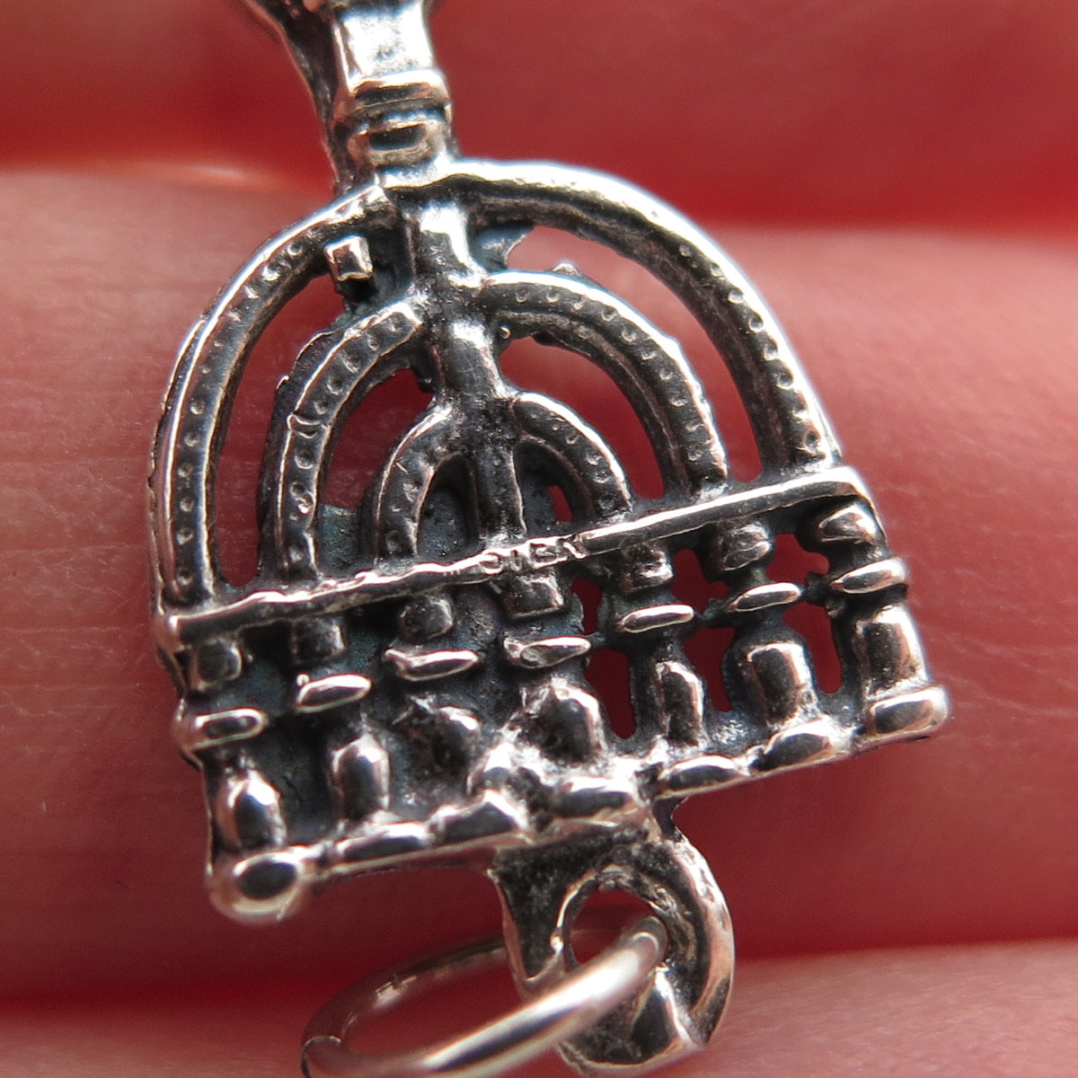 925 Sterling Silver Vintage Menorah Judaica Oxidized Charm Pendant
