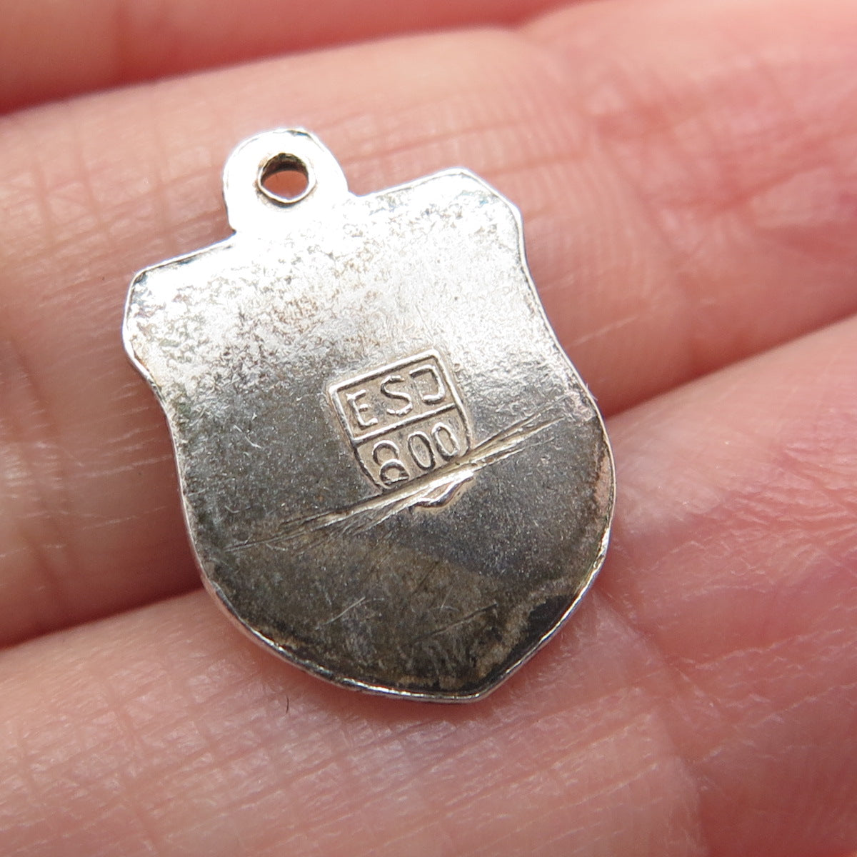 800 Silver Vintage ESJ Enamel Bad Bruckenau Coat of Arms Minimalist Pendant