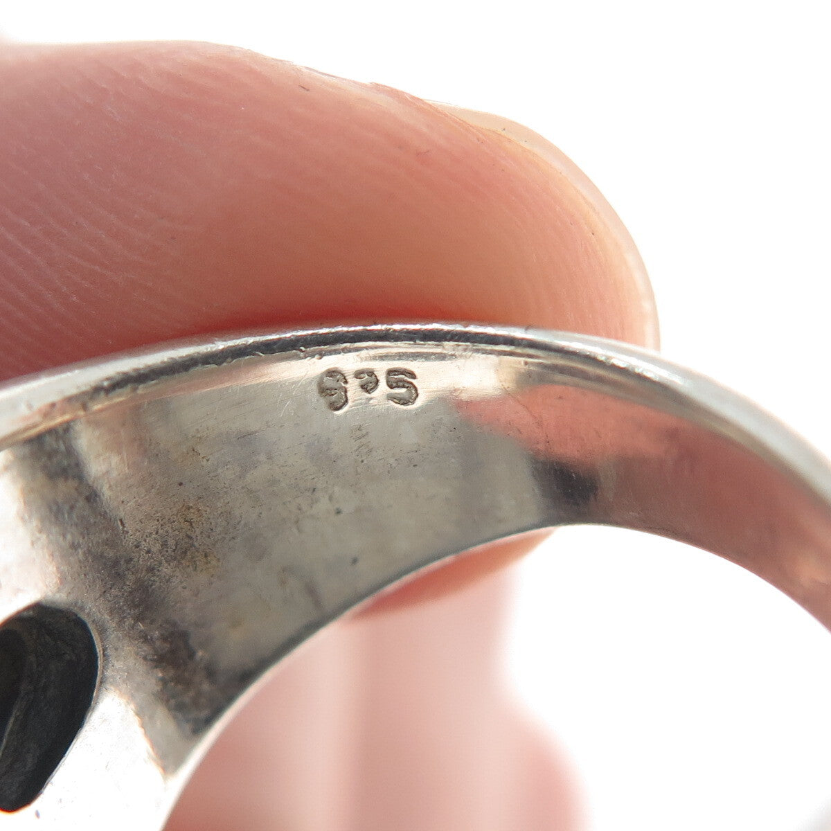 925 Sterling Silver Vintage Real Amethyst Modernist Oxidized Ring Size 7