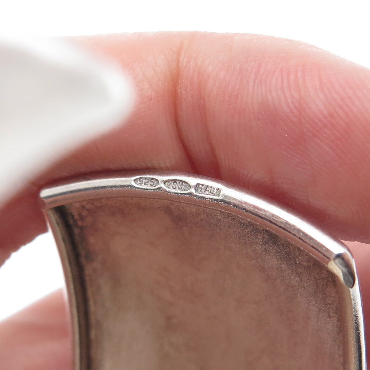 925 Sterling Silver Vintage Italy Smooth Adjustable Wide Cuff Bracelet 7.25"