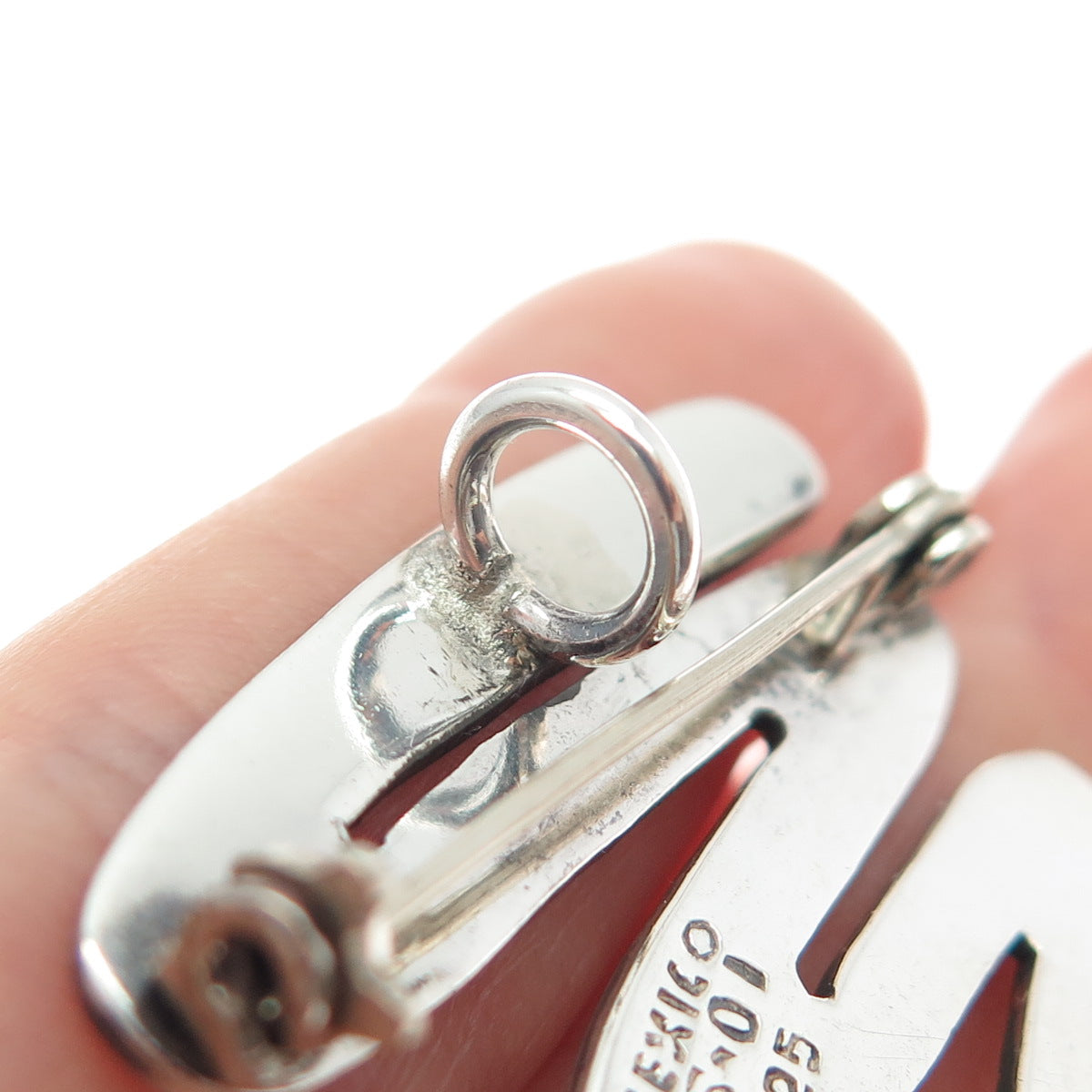 925 Sterling Silver Vintage Mexico Modernist Zig Zag Pin Brooch / Pendant