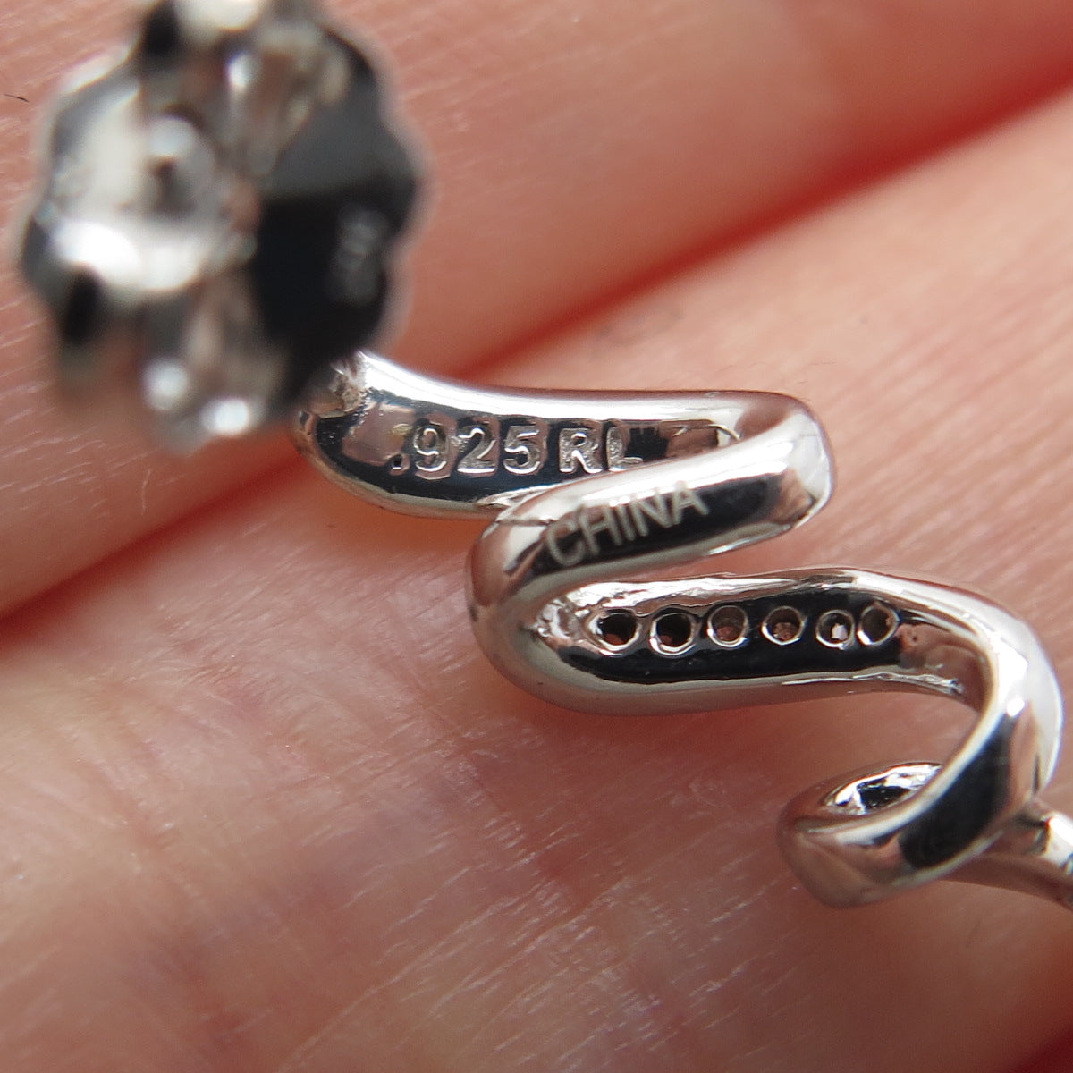 RL RICHLINE 925 Sterling Real Round-Cut Diamond & Pearl Twisted Earrings