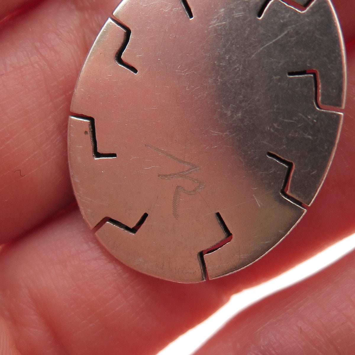 925 Sterling Silver Vintage MR Artisan Real Aventurine Modernist Charm Pendant