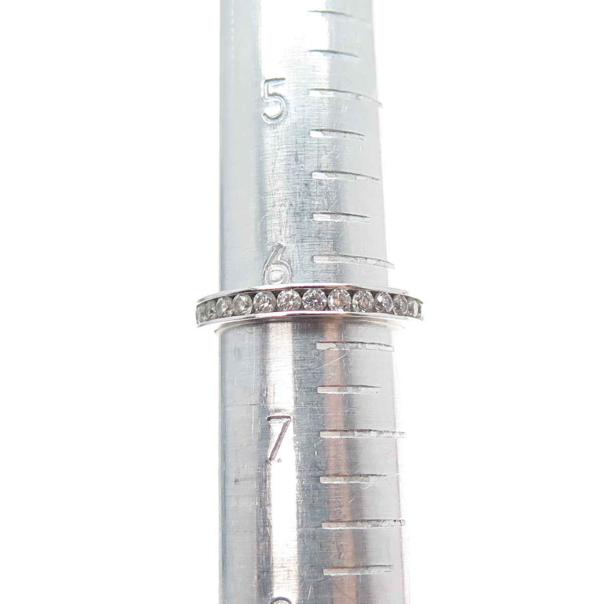 925 Sterling Silver Round-Cut C Z All Around Eternity Band Ring Size 6.25