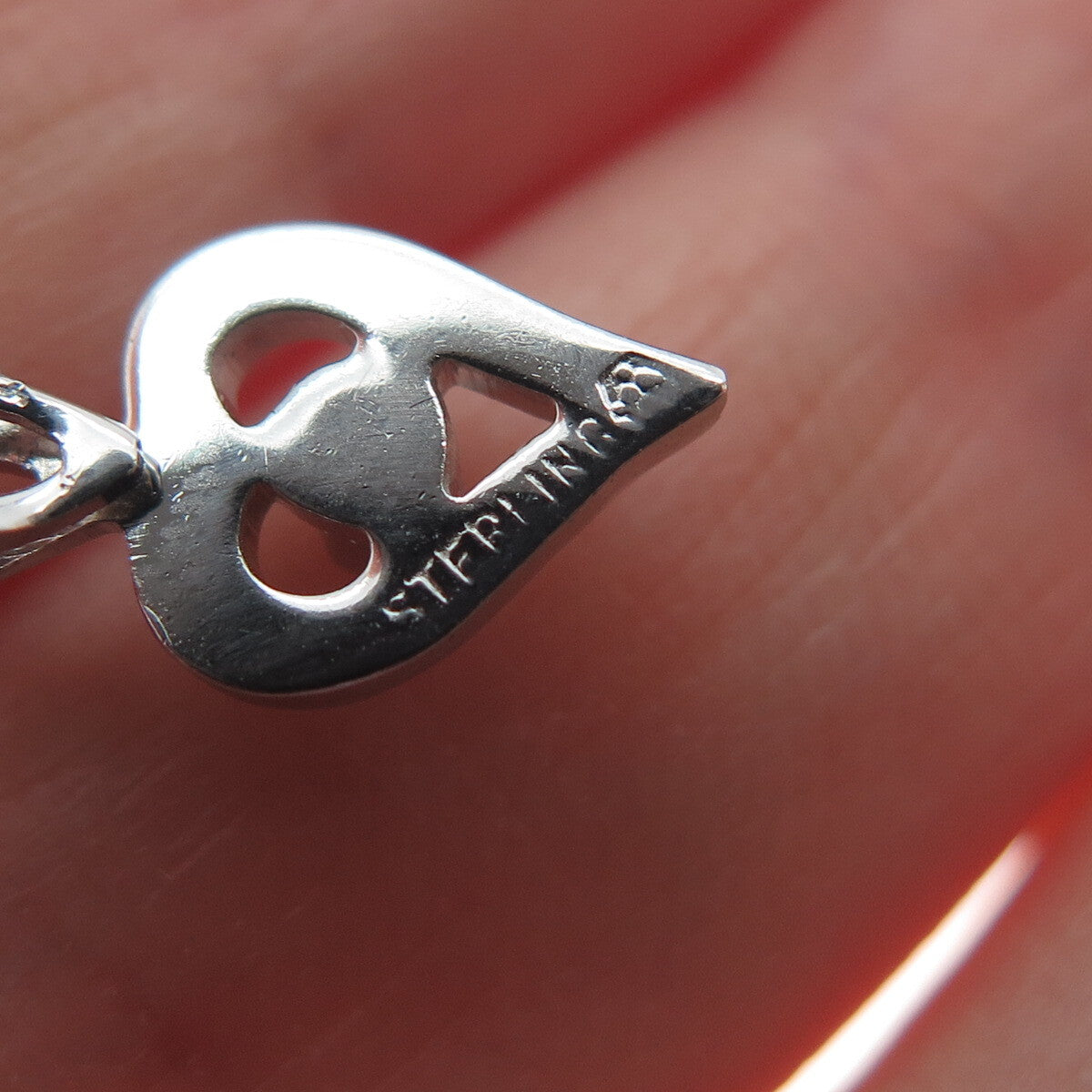 925 Sterling Silver Vintage Round-Cut Rhinestone Open Heart Minimalist Pendant