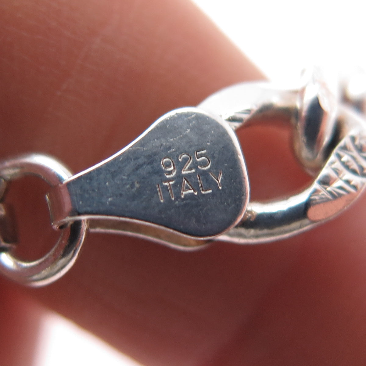 925 Sterling Silver Vintage Italy Figaro Link Bracelet 8"