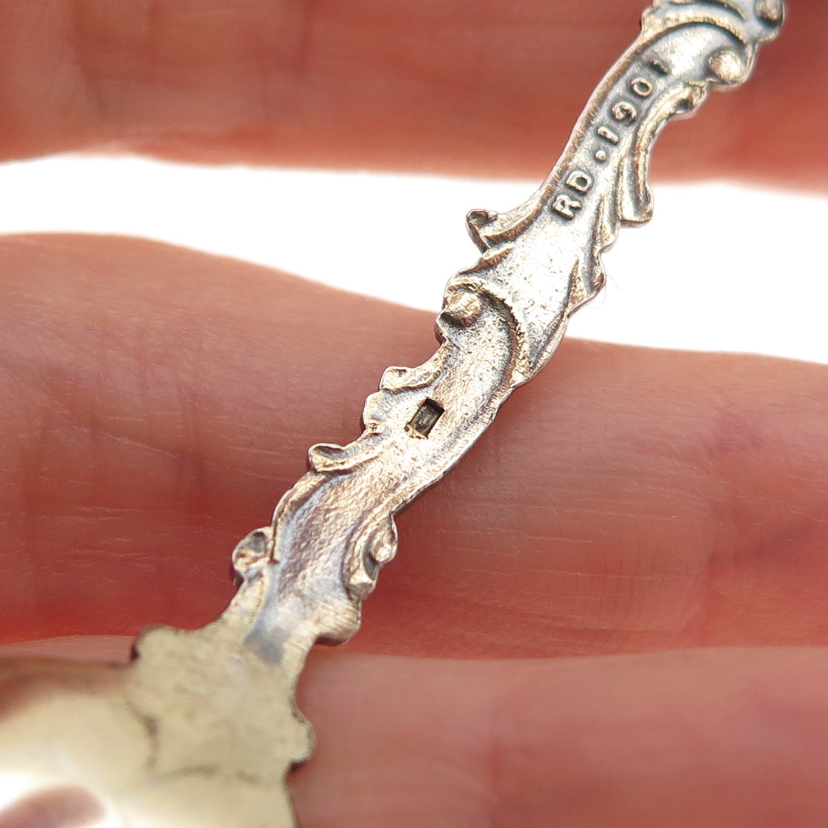 925 Sterling Antique 1901 Canada Enamel Provincial Building Halifax Coffee Spoon