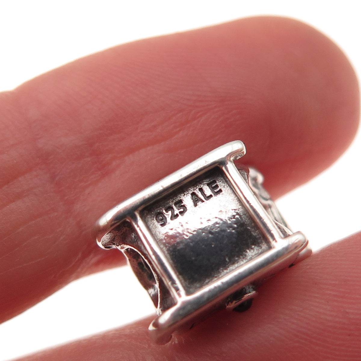 Pandora 925 Sterling Silver Real Red Garnet Santa’s Sleigh Slide Bead Charm