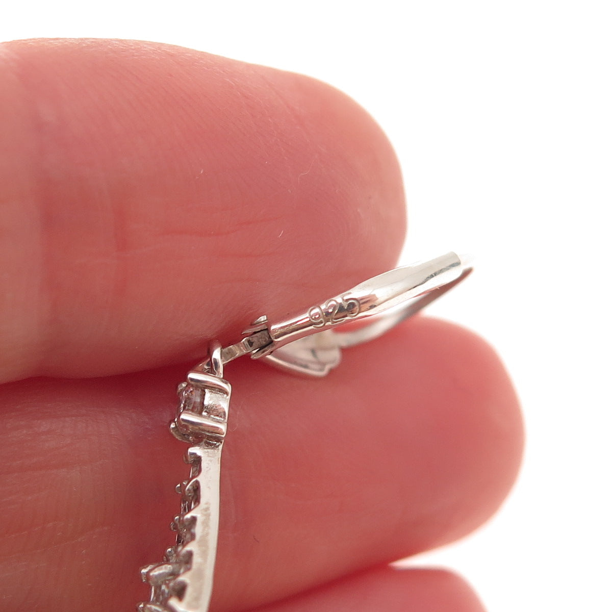 925 Sterling Silver Vintage C Z Butterfly Dangle Earrings