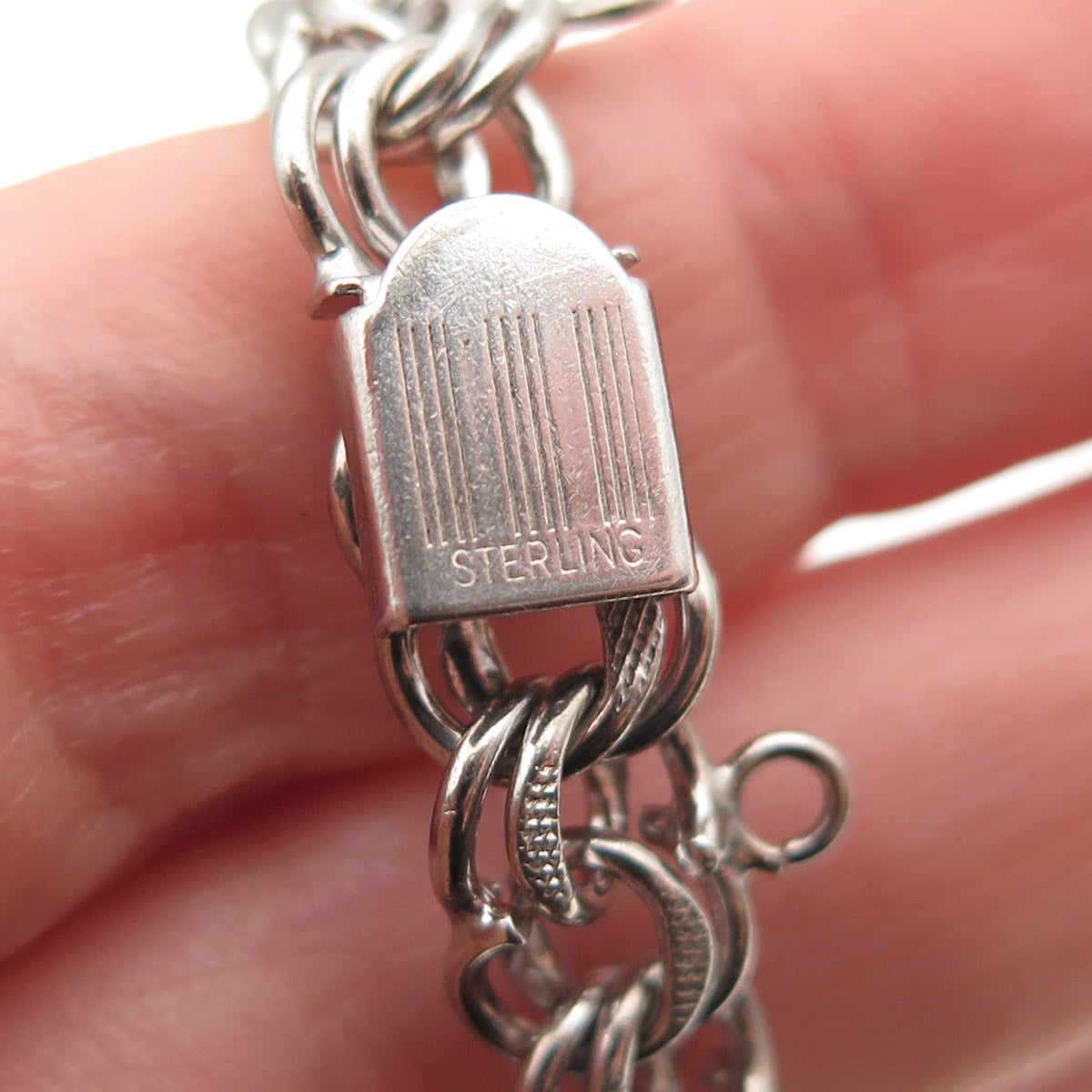925 Sterling Silver Vintage Bismark Link Bracelet 7"