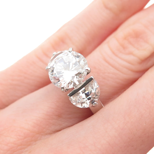 925 Sterling Silver Multi-Cut C Z Engagement Ring Size 5