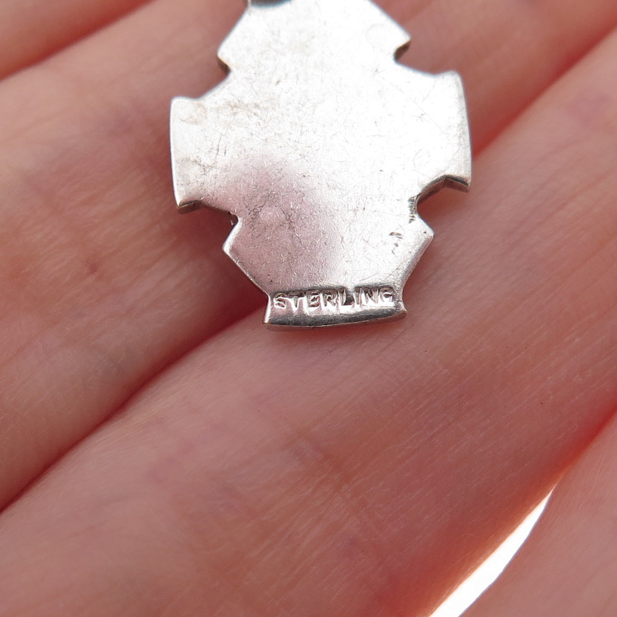 925 Sterling Silver Antique Art Deco Amicitia Fraternitas Cross Charm Pendant