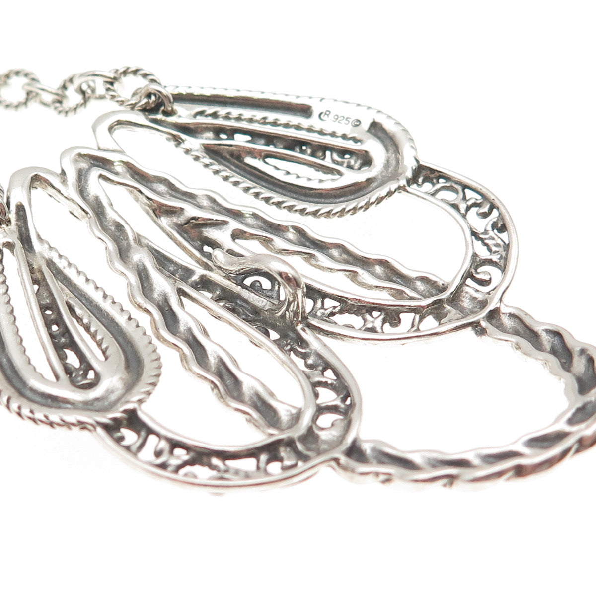 Carolyn Pollack 925 Sterling Silver Vintage Seashell Cable Chain Necklace 16"