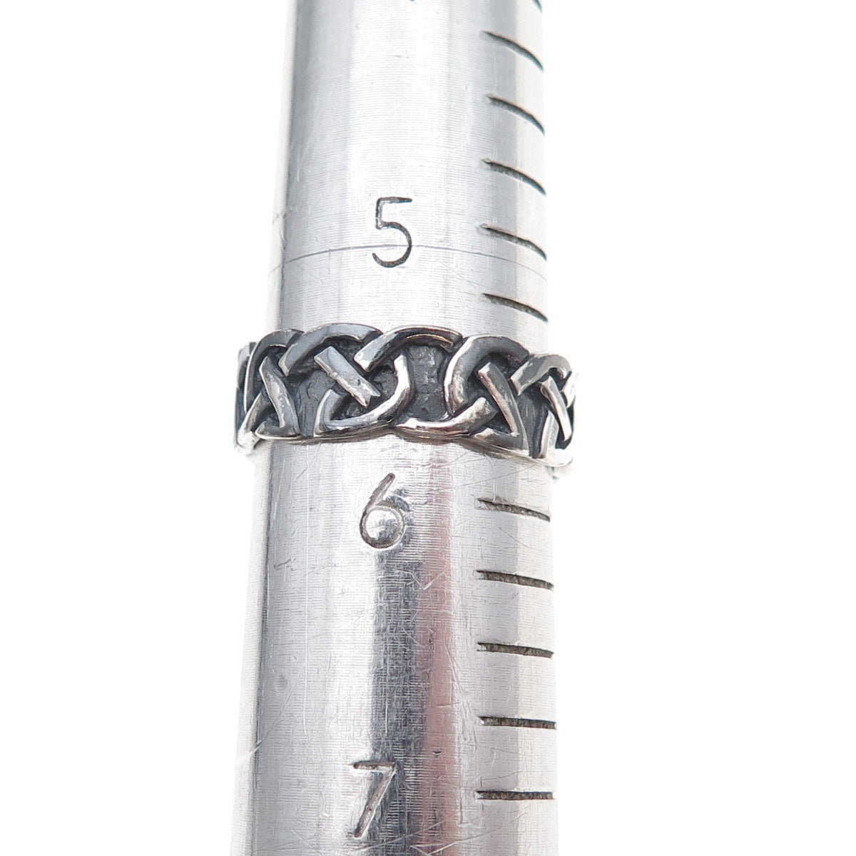 925 Sterling Silver Vintage Celtic Knot Oxidized Band Ring Size 5.75