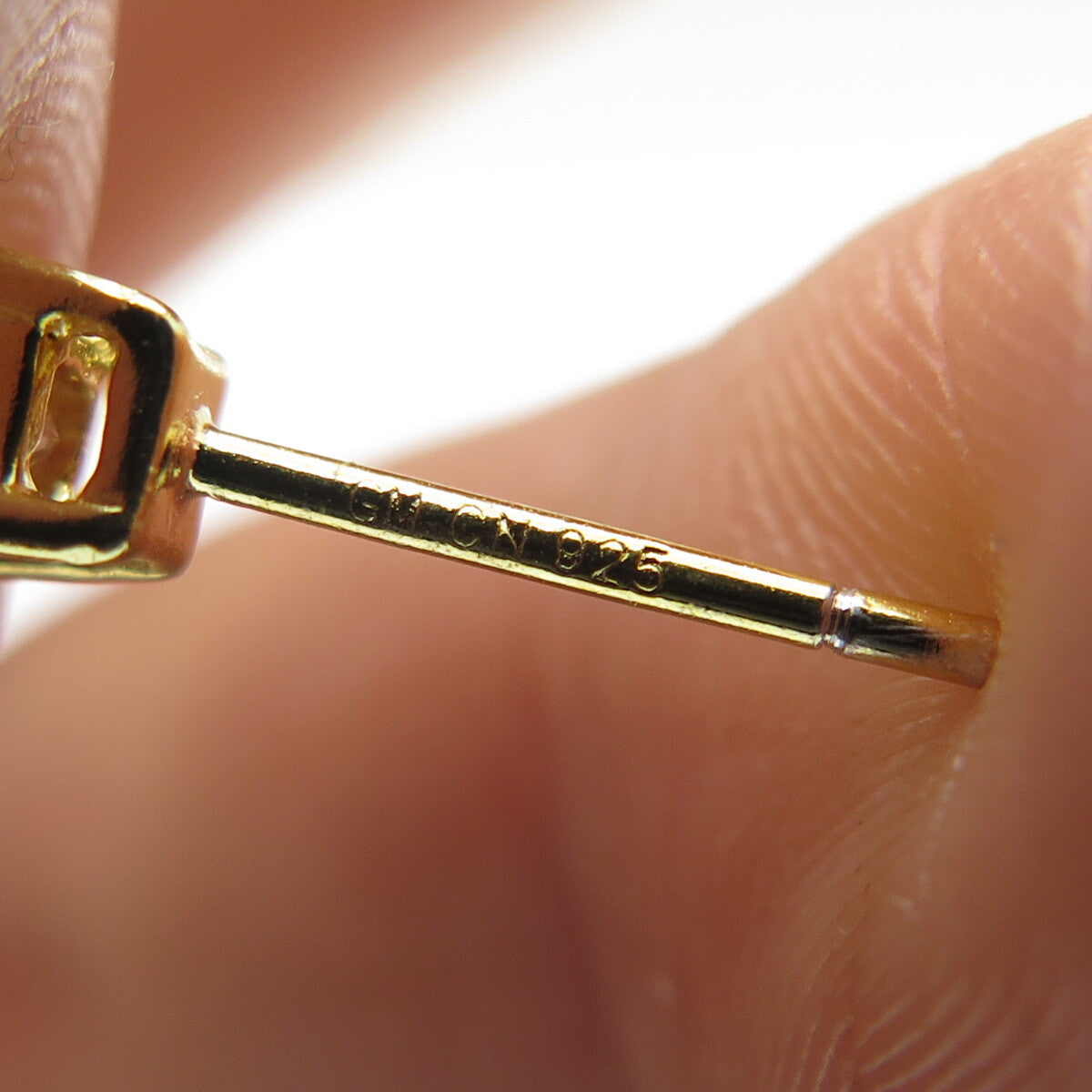 925 Sterling Silver Gold Plated Princess-Cut Shaped C Z Stud Earrings
