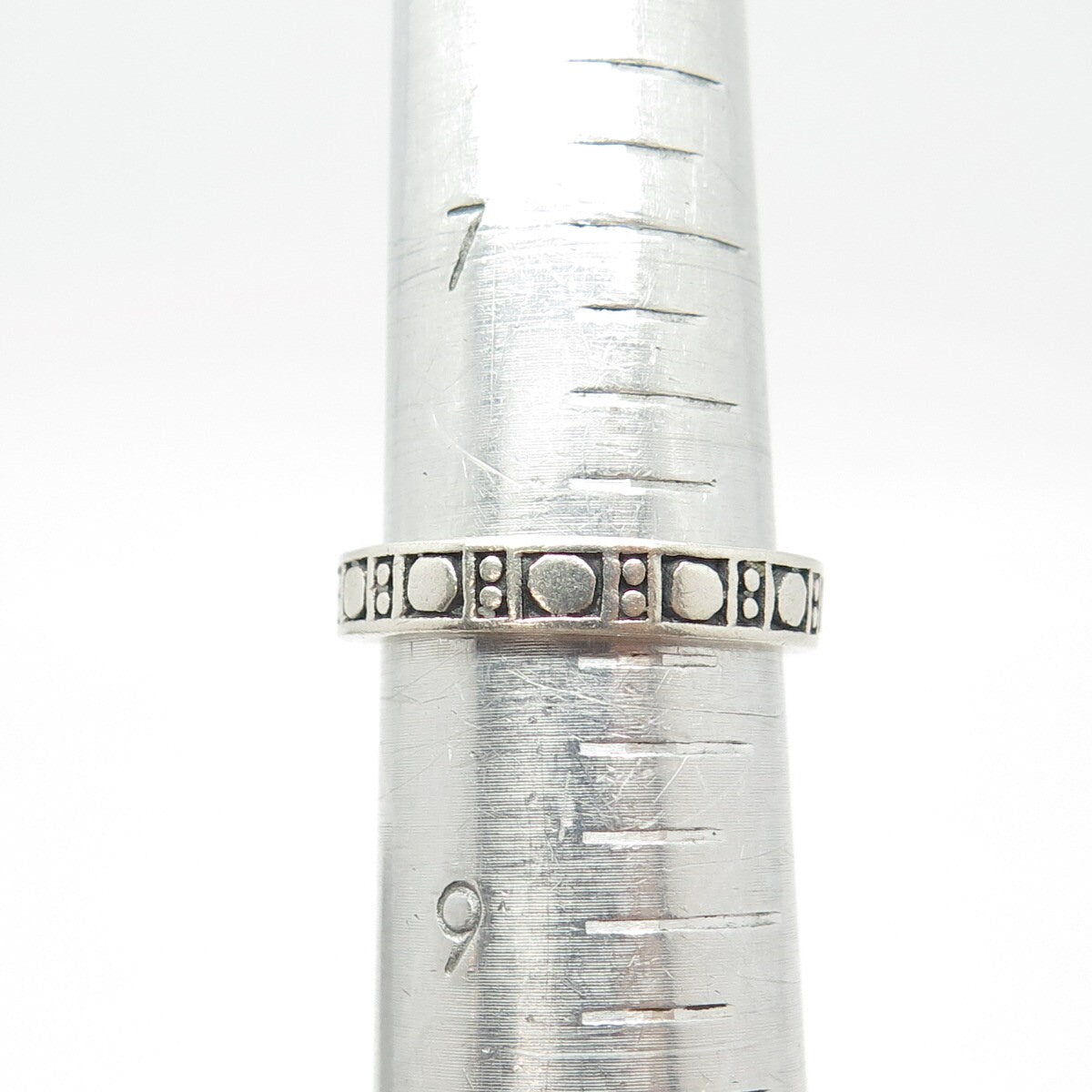 925 Sterling Silver Vintage Dotted Band Ring Size 8