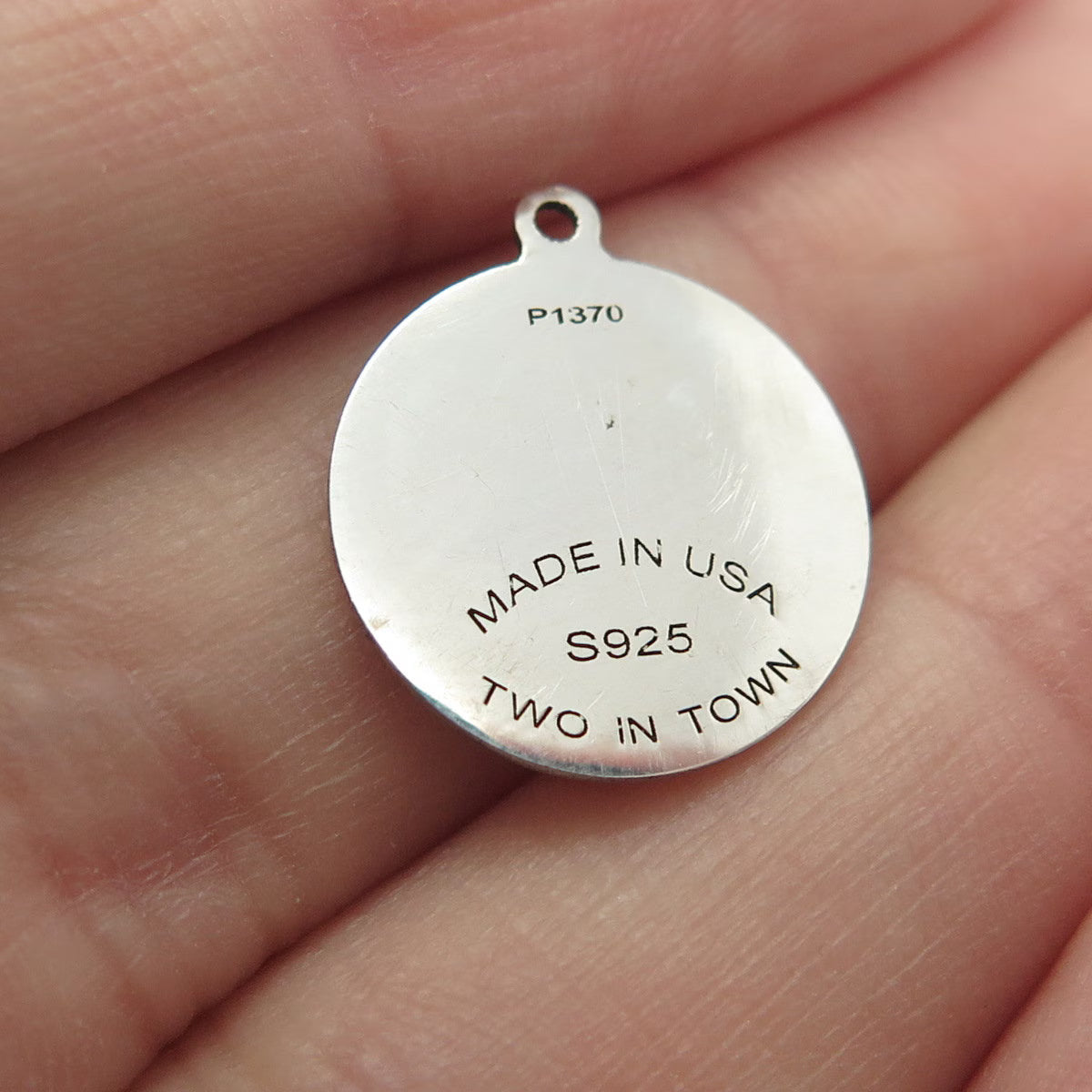 925 Sterling Silver USA Two In Town Wolf Charm Pendant