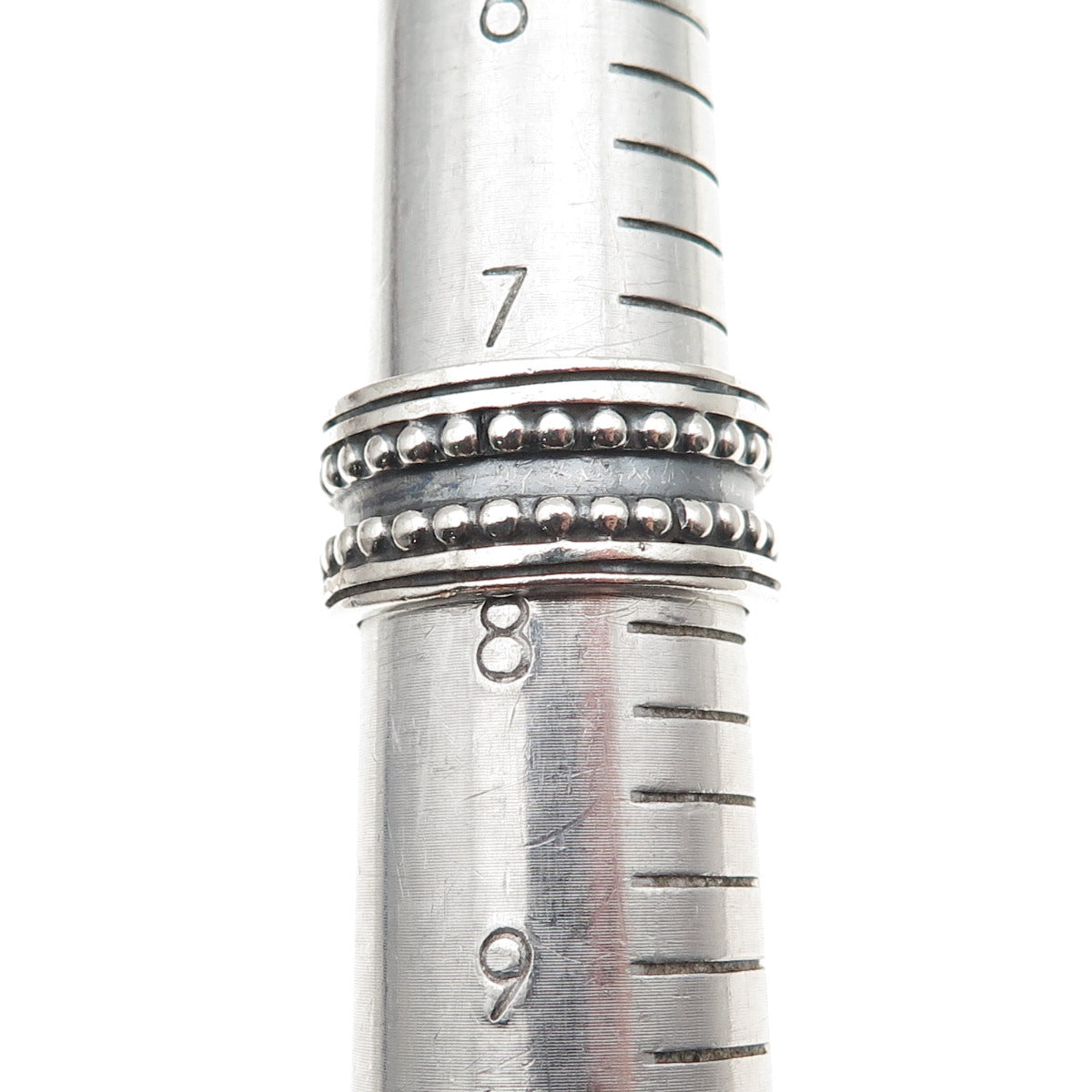 Maria Belen 925 Sterling Silver Vintage Oxidized Beaded Band Ring Size 8