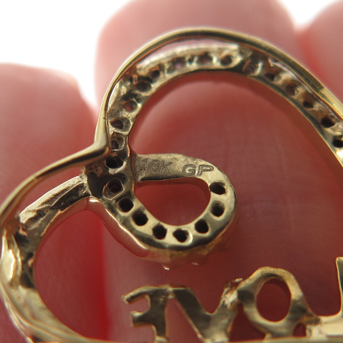 925 Sterling Silver 18K Gold Plated Real Diamond Love Always Heart Mini Pendant