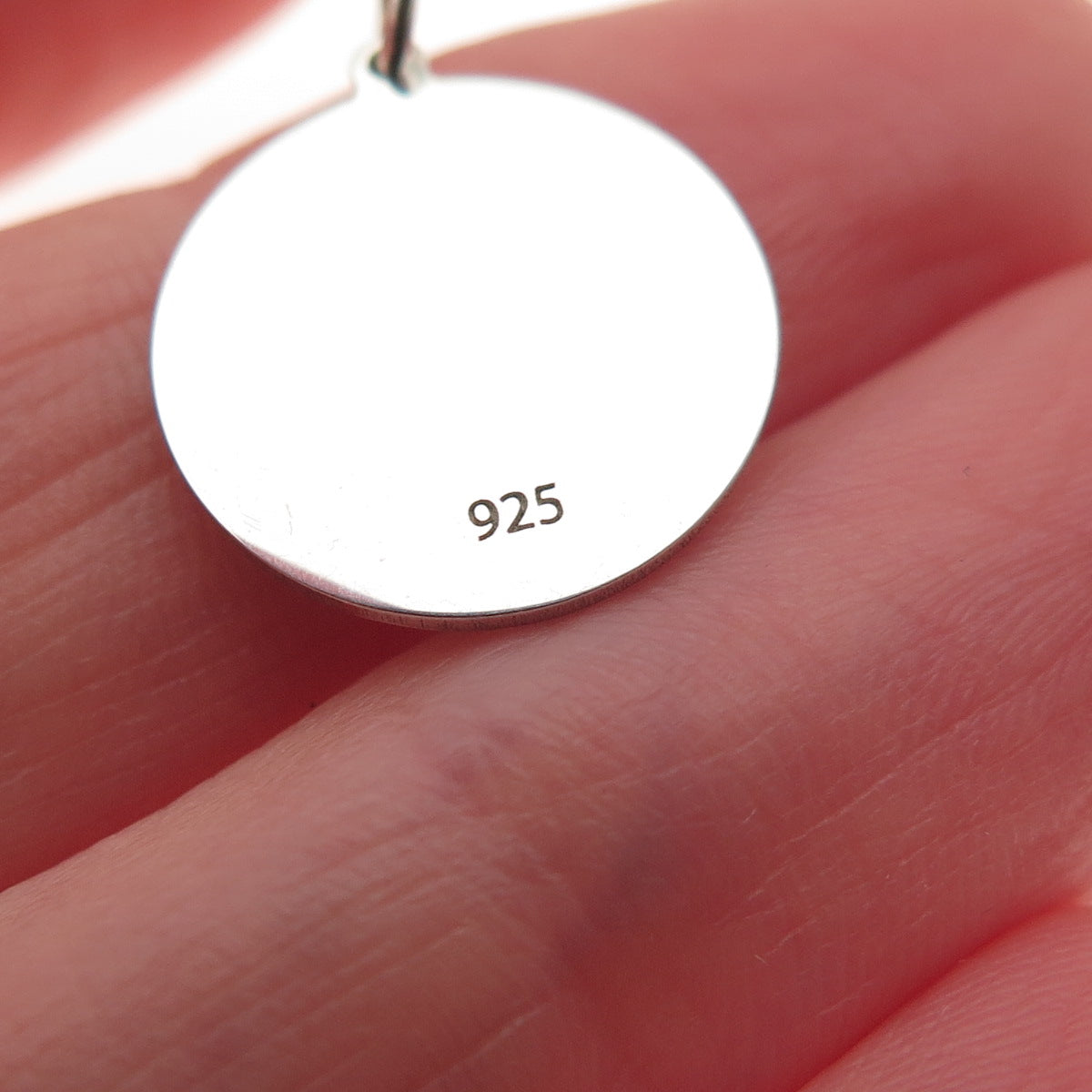 925 Sterling Silver Red Enamel Family Heart Round Tag Mini Charm Pendant