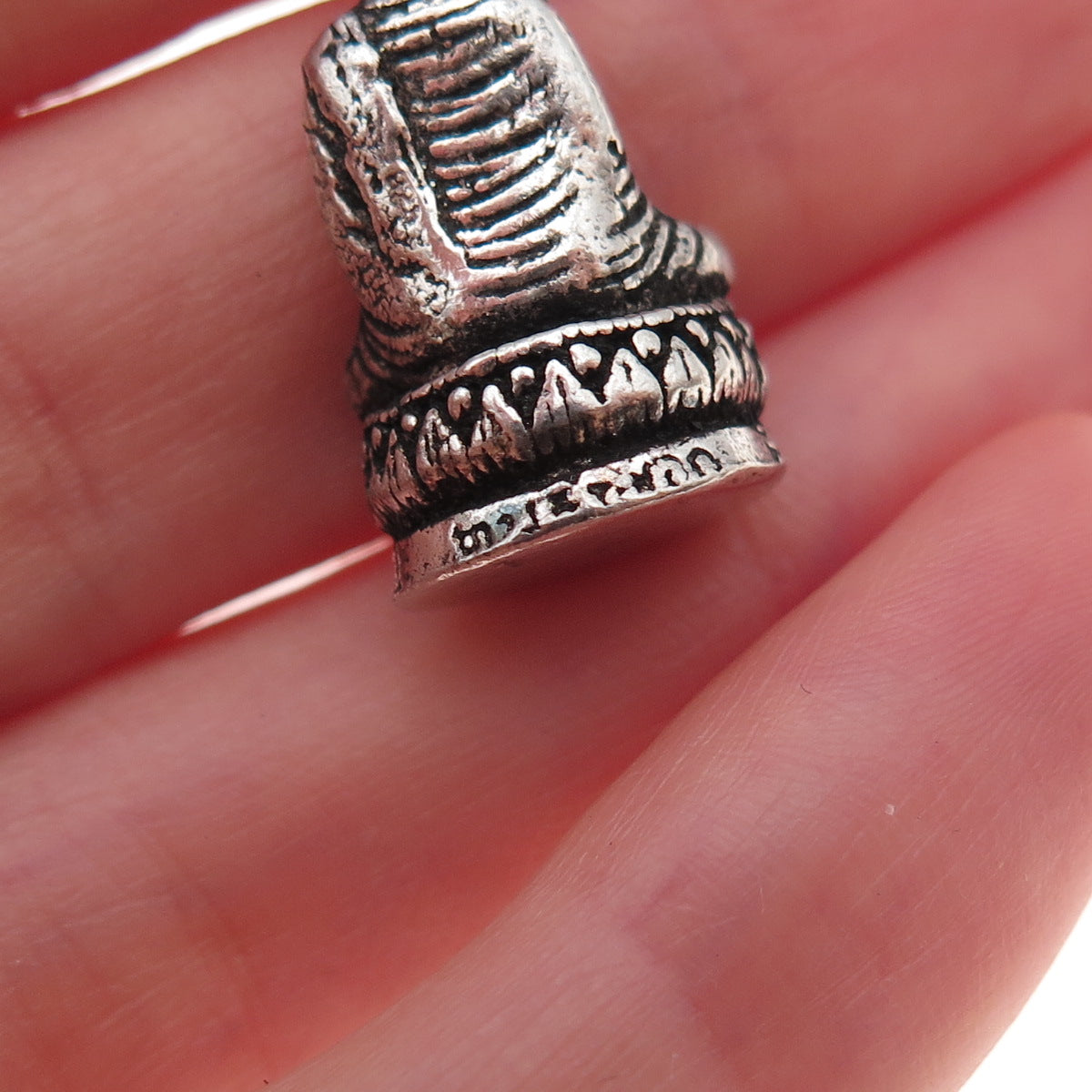925 Sterling Silver Antique Art Deco Buddha Oxidized 3D Charm Pendant