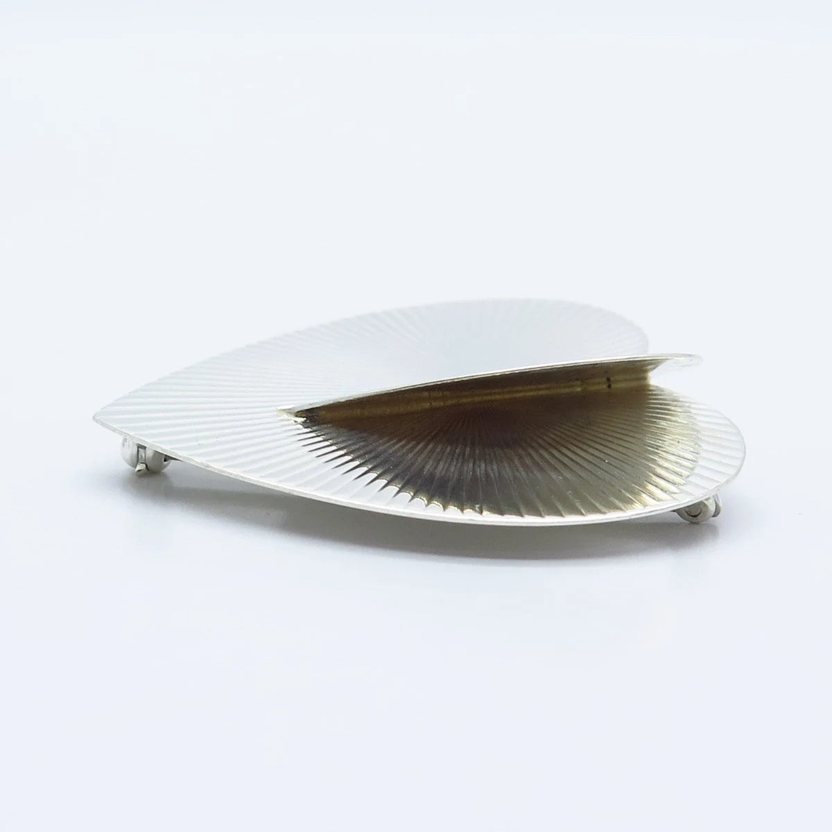 925 Sterling Silver Vintage EDI Striped Heart Pin Brooch