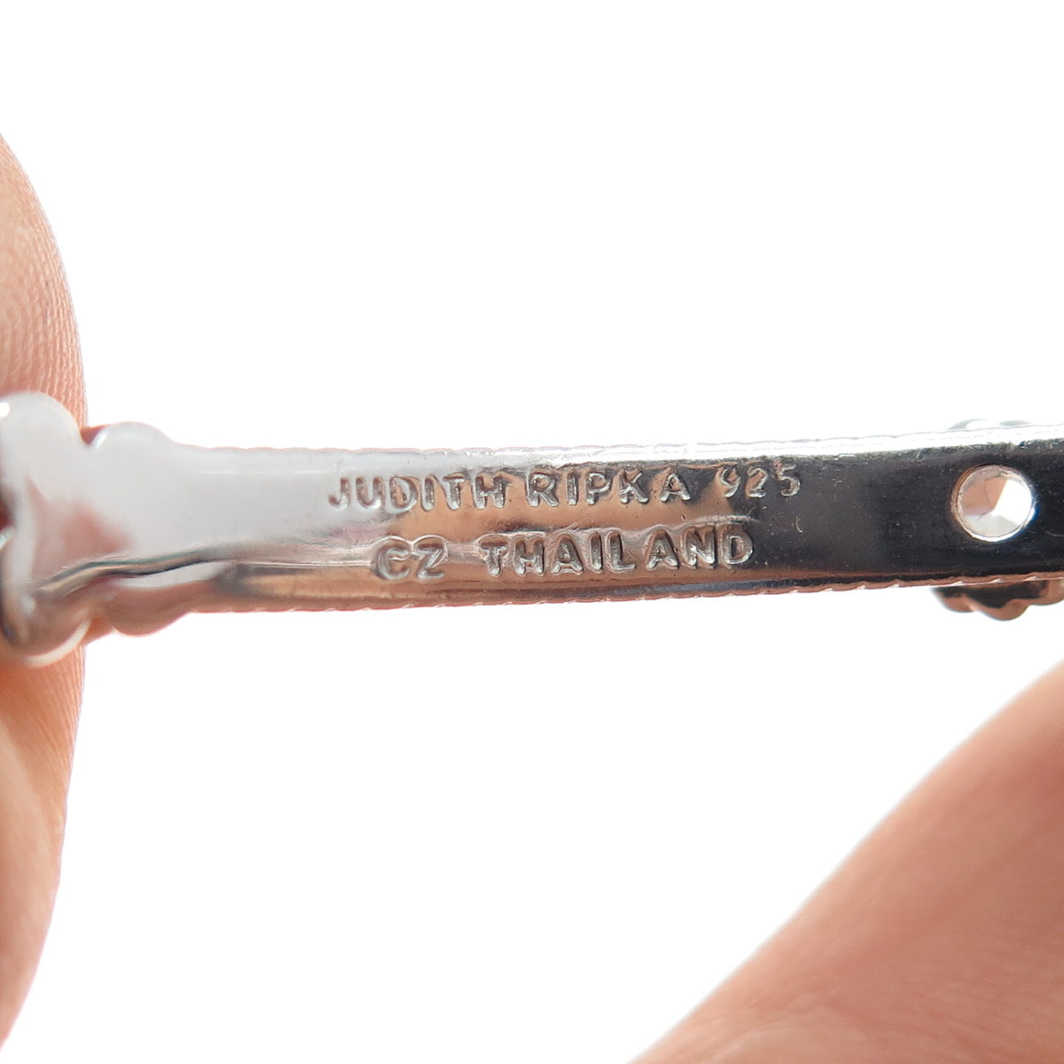 JUDITH RIPKA 925 Sterling Silver Real Pearl & C Z Adjustable Cuff Bracelet 7"