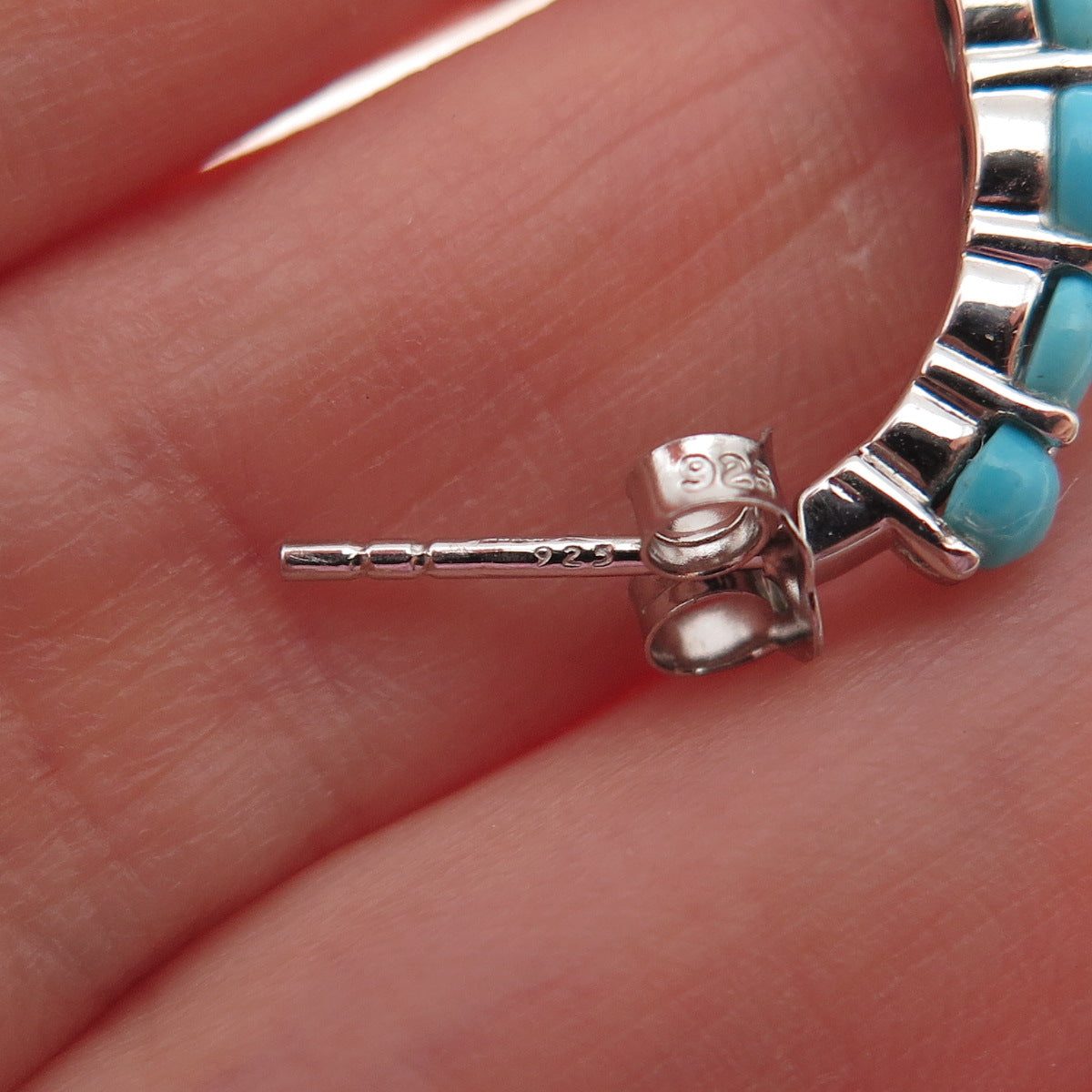 925 Sterling Silver Real Sleeping Beauty Turquoise Earrings