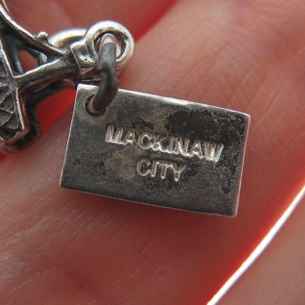 BELL TRADING POST 925 Sterling Vintage Mackinac Bridge Oxidized Charm Pendant