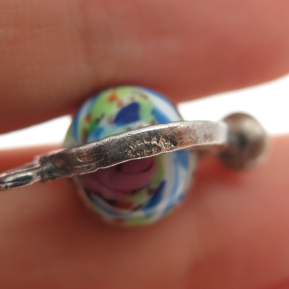 JEWELART 925 Sterling Silver Vintage Murano Glass Globe Minimalist Charm Pendant