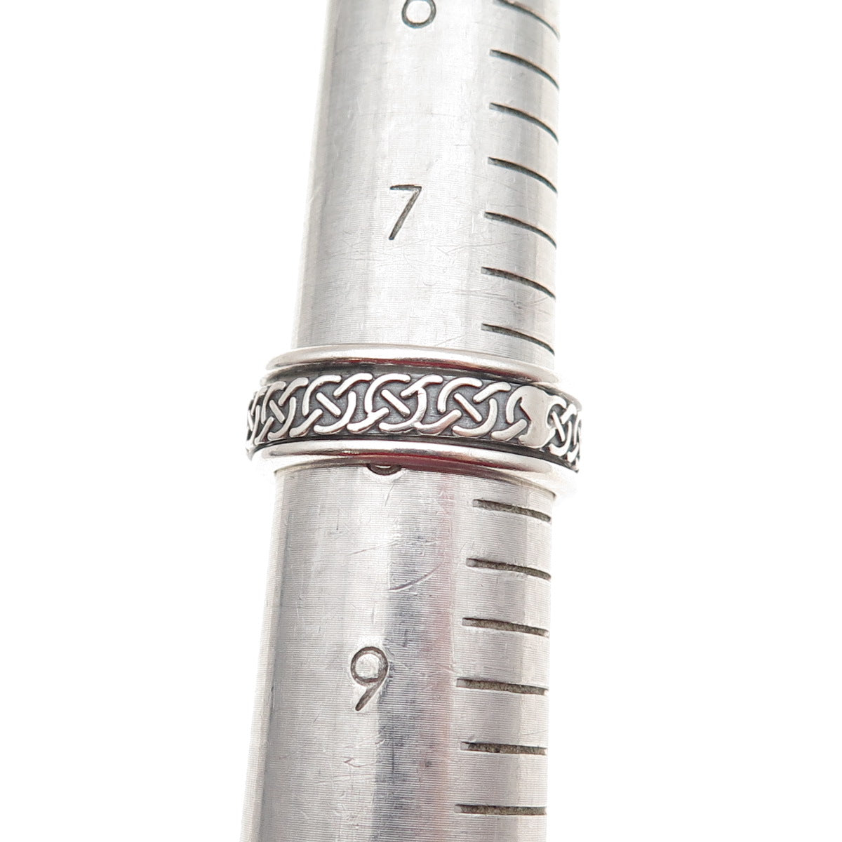 925 Sterling Silver Vintage Celtic Knot Oxidized Rotating Band Ring Size 8
